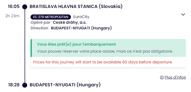 Ticket from Bratislava to Budapest