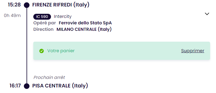 Ticket from Florence to Pisa