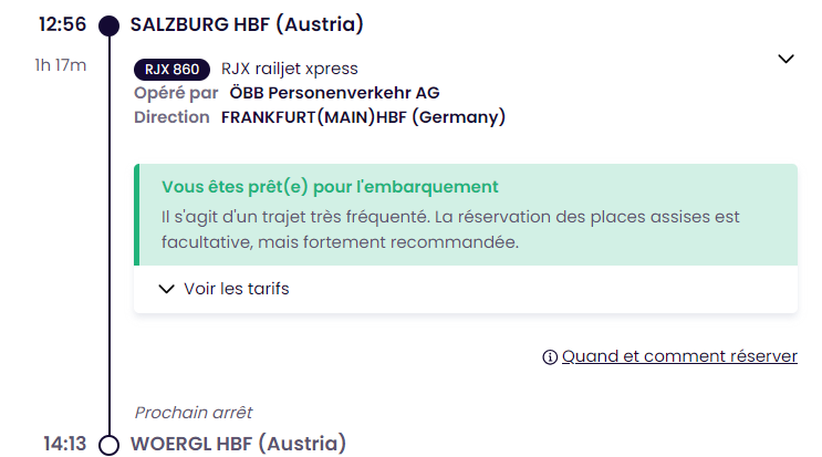 Ticket from Salzburg to Woergl