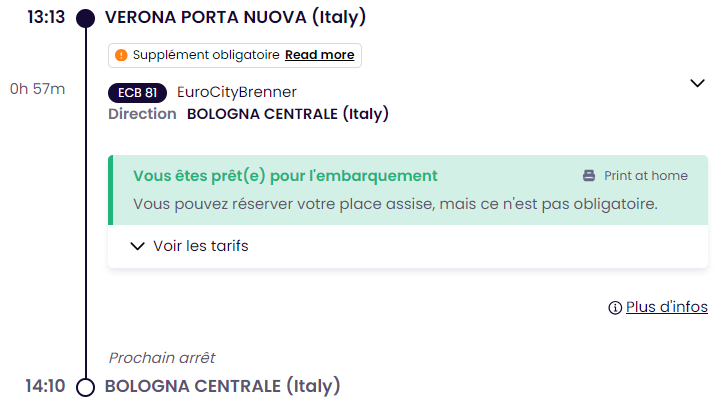 Ticket from Verona to Bologna