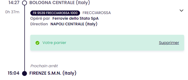 Ticket from Bologna to Florence