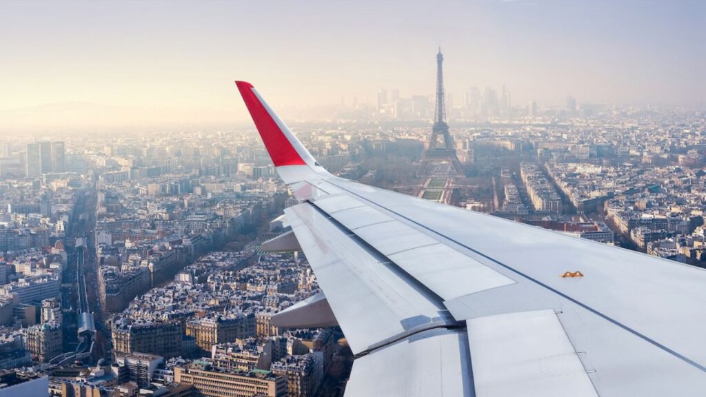 A picture of a plane in Paris